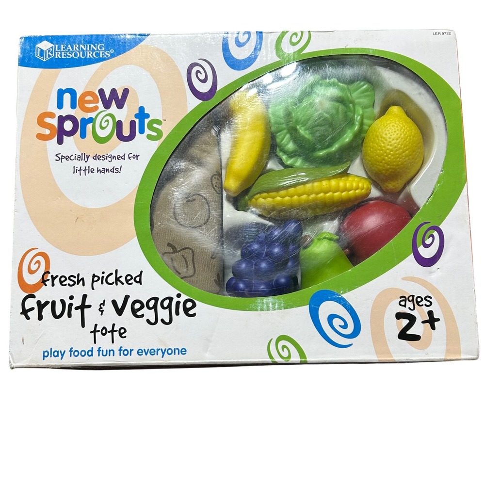 Learning Resources New Sprouts Fresh Picked Fruit & Veggie Tote Play Food Set